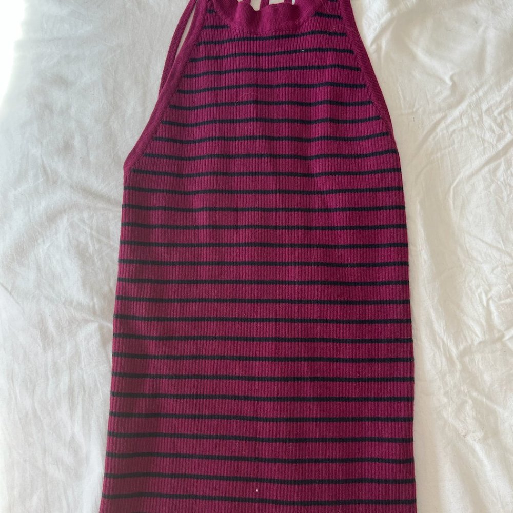 Striped Knit Open Back Tank Top